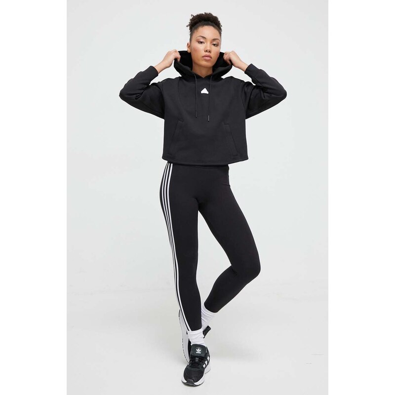 Legíny adidas Originals 3-Stripe Leggings dámské, černá barva, s aplikací, IP2968