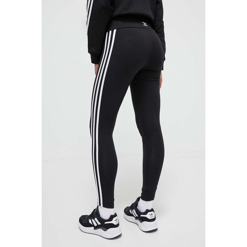 Legíny adidas Originals 3-Stripe Leggings dámské, černá barva, s aplikací, IP2968