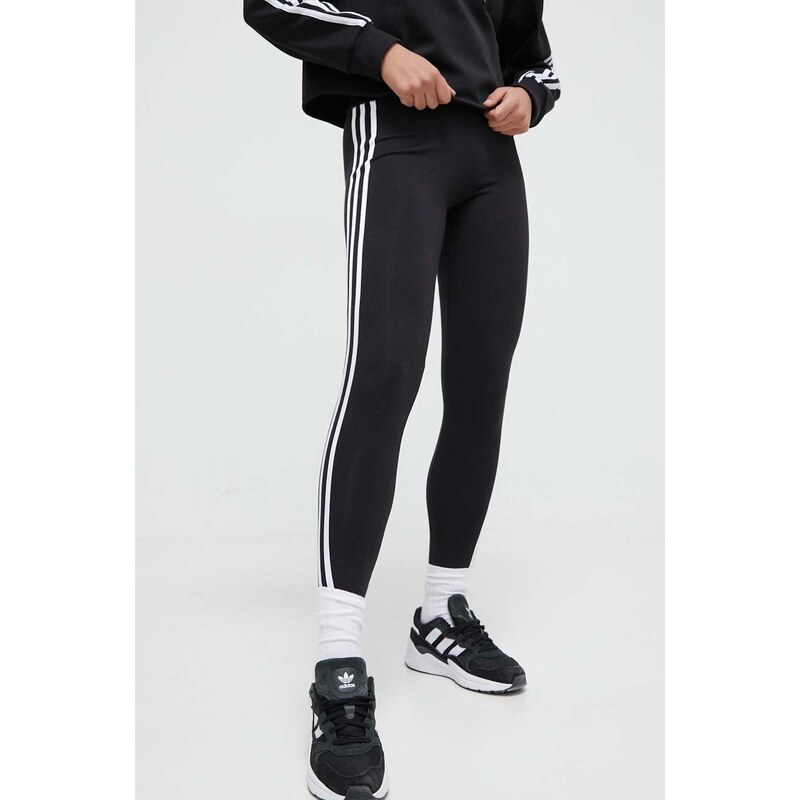 Legíny adidas Originals 3-Stripe Leggings dámské, černá barva, s aplikací, IP2968