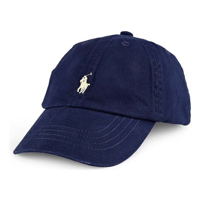 Bavlněná čepice Polo Ralph Lauren tmavomodrá barva, hladká