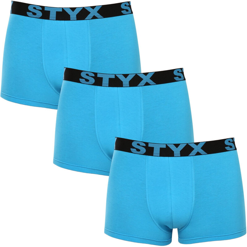 3PACK pánské boxerky Styx sportovní guma světle modré (3G1169)