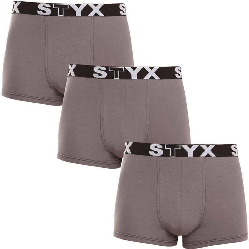 3PACK pánské boxerky Styx sportovní guma tmavě šedé (3G1063)