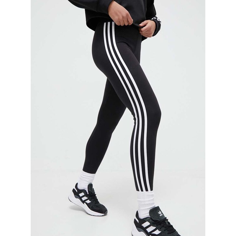 Legíny adidas Originals 3-Stripe Leggings dámské, černá barva, s aplikací, IP2968