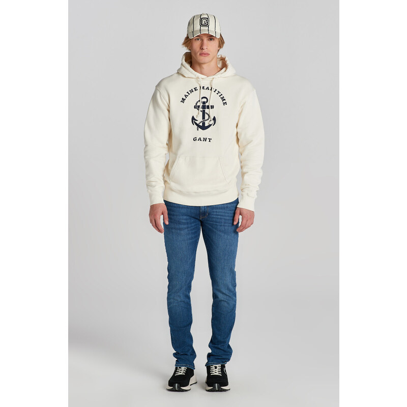 MIKINA GANT D2. MARITIME HOODIE bílá XXL