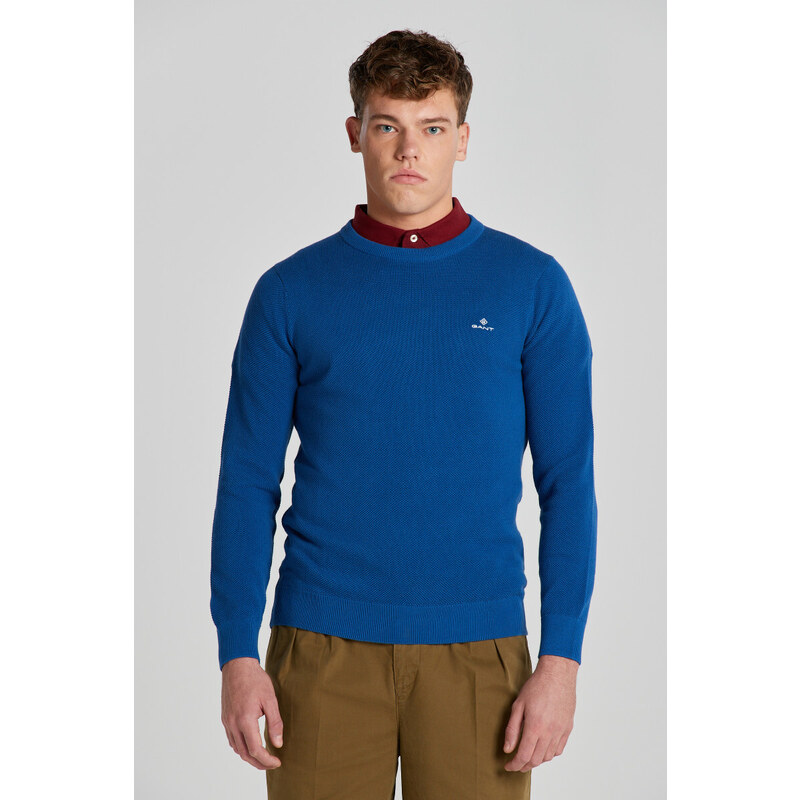 SVETR GANT COTTON PIQUE C-NECK modrá L