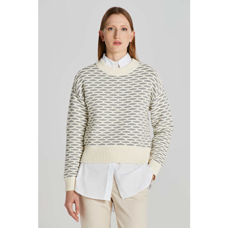 SVETR GANT INTARSIA C-NECK GREY MELANGE
