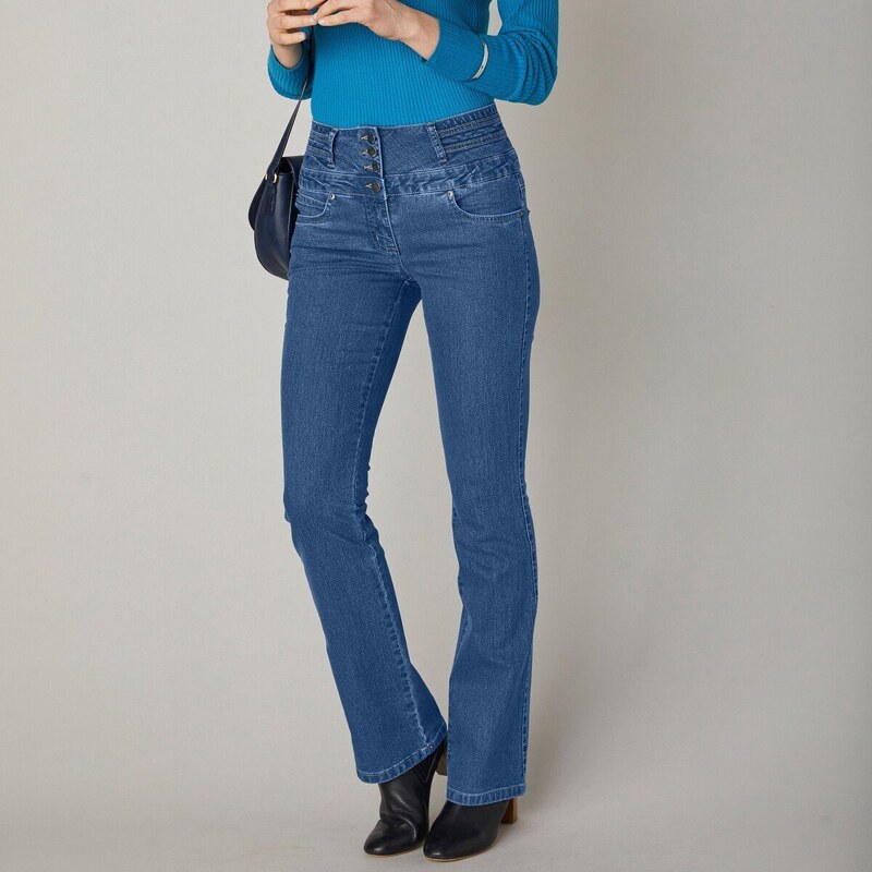 Blancheporte Bootcut džíny s vysokým pasem, pro menší postavu