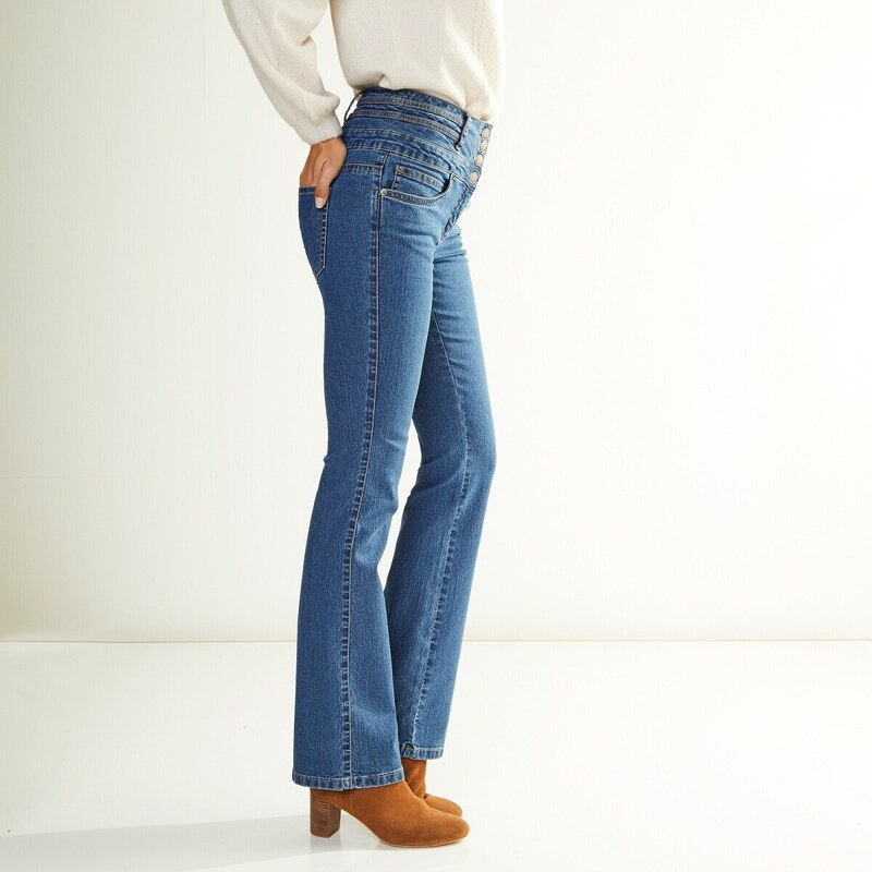 Blancheporte Bootcut džíny s vysokým pasem, vnitř. délka nohavic 78 cm denim 52