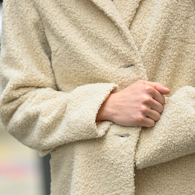 Blancheporte Buklé kabát se širokým límcem, barvy paprika přírodní 50