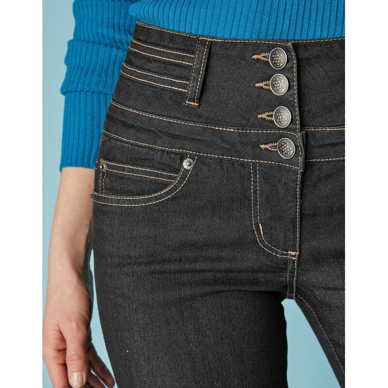 Blancheporte Bootcut džíny s vysokým pasem, vnitř. délka nohavic 78 cm černá 36