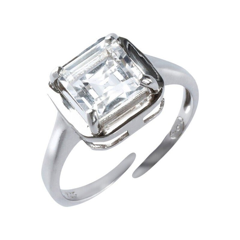 Blancheporte Nastavitelný stříbrný prsten s hranatým kamínkem stříbrná