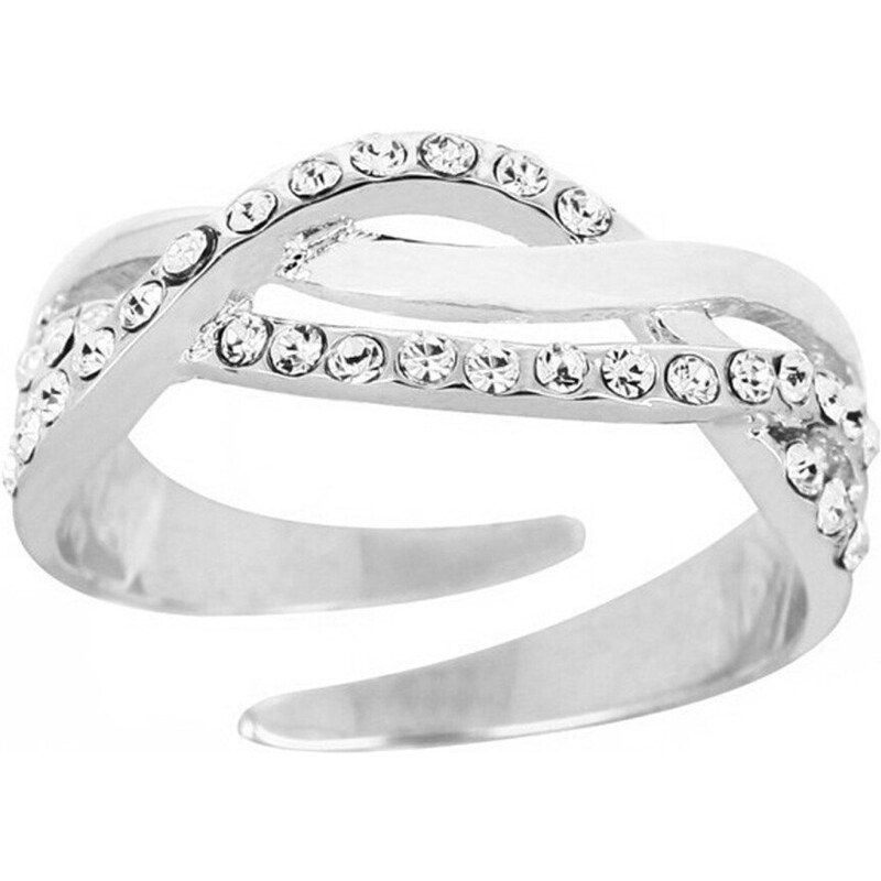 Blancheporte Stříbrný splétaný prsten s křišťály uni