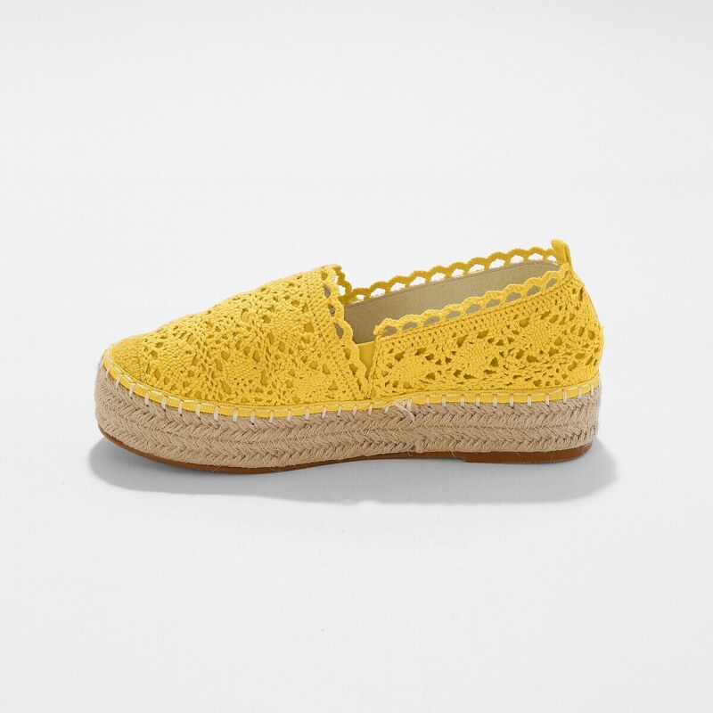 Blancheporte Macramé espadrilky, černé kari 36