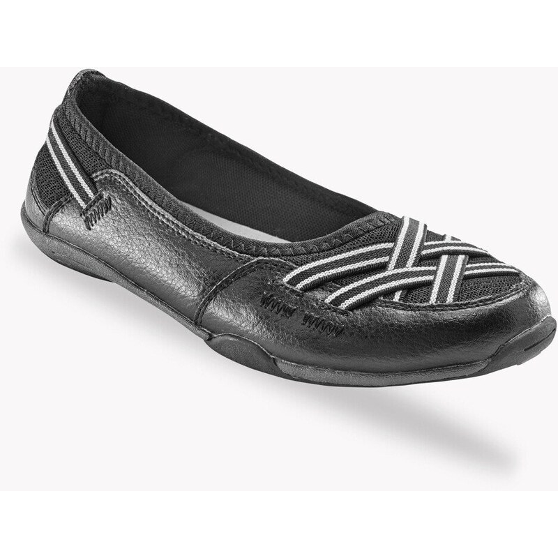 Blancheporte Kožené sportovní baleríny černá 88623407