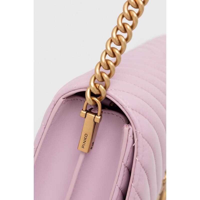 Kožená kabelka Pinko růžová barva, 100063.A0GK