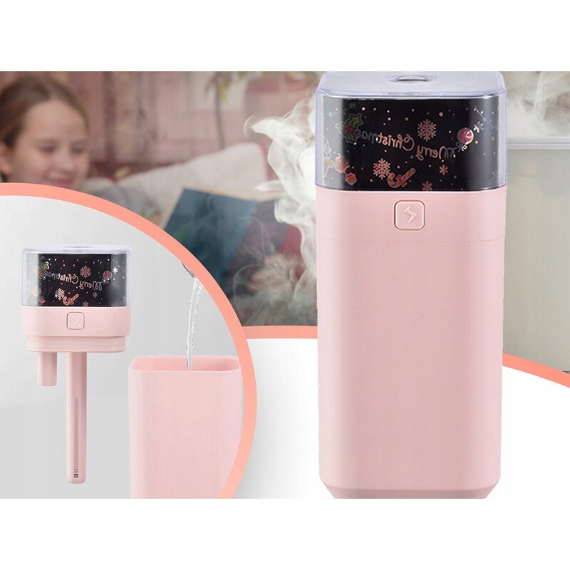 Verk 24337 Zvlhčovač vzduchu ultrazvukový s LED projektorem růžový