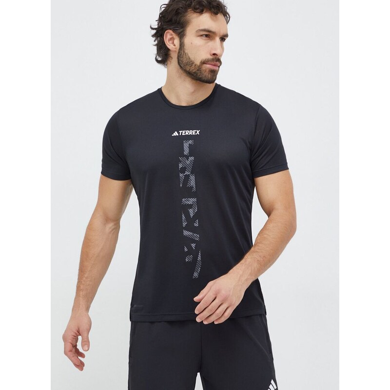 Sportovní triko adidas TERREX Agravic černá barva, s potiskem