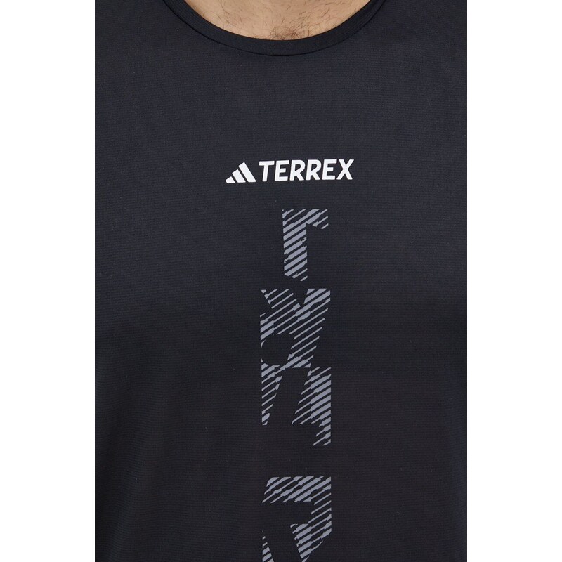 Sportovní triko adidas TERREX Agravic černá barva, s potiskem