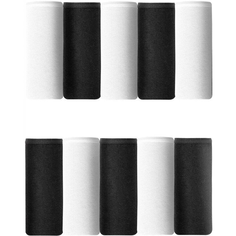 Blancheporte Sada 10 klasických kalhotek z pružné bavlny, jednobarevné bílá/černá 46/48
