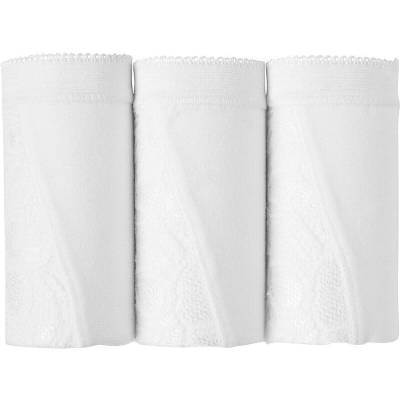 Blancheporte Sada 3 kalhotek maxi z pružné bavlny s krajkou bílá 42/44
