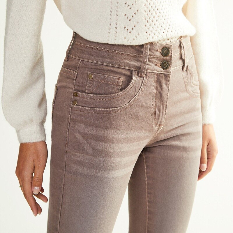Blancheporte Rovné strečové džíny, barevné hnědošedá 40