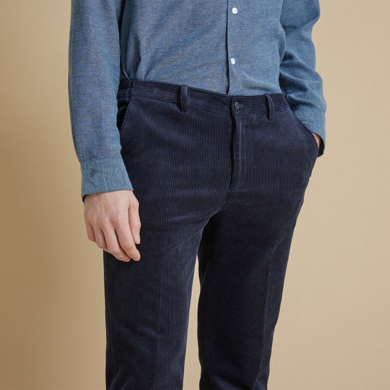 Blancheporte Manšestrové kalhoty s pružným pasem námořnická modrá 48