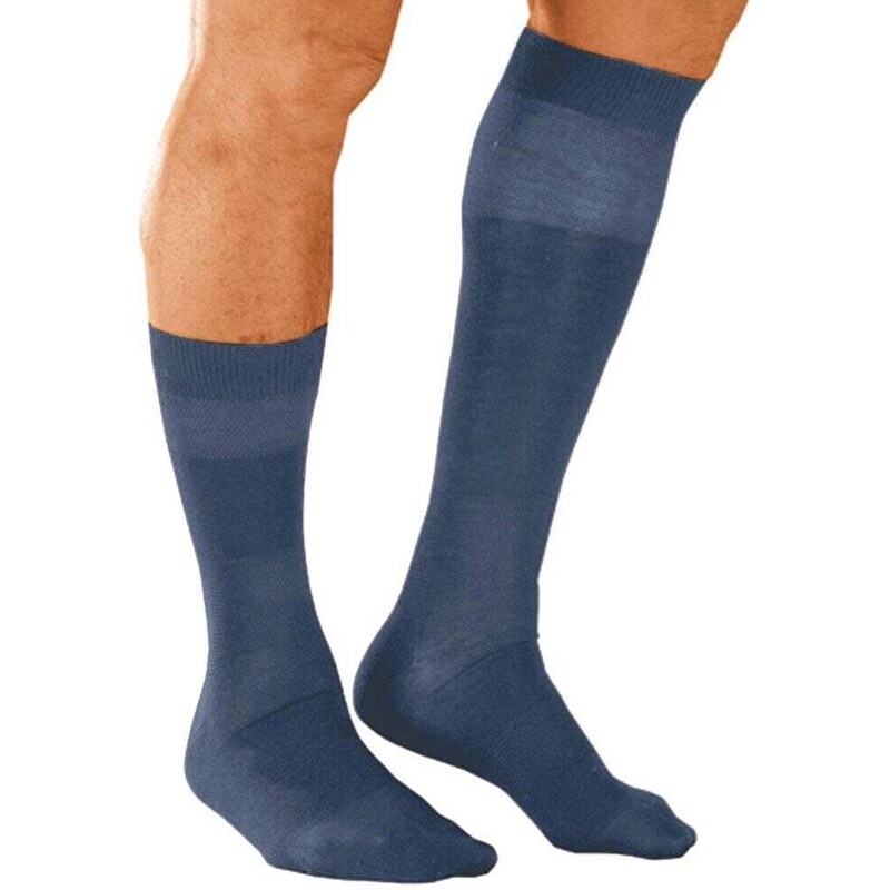 Blancheporte Sada 2 párů ponožek s masážním efektem, ze skotské bavlny modrá 35-38