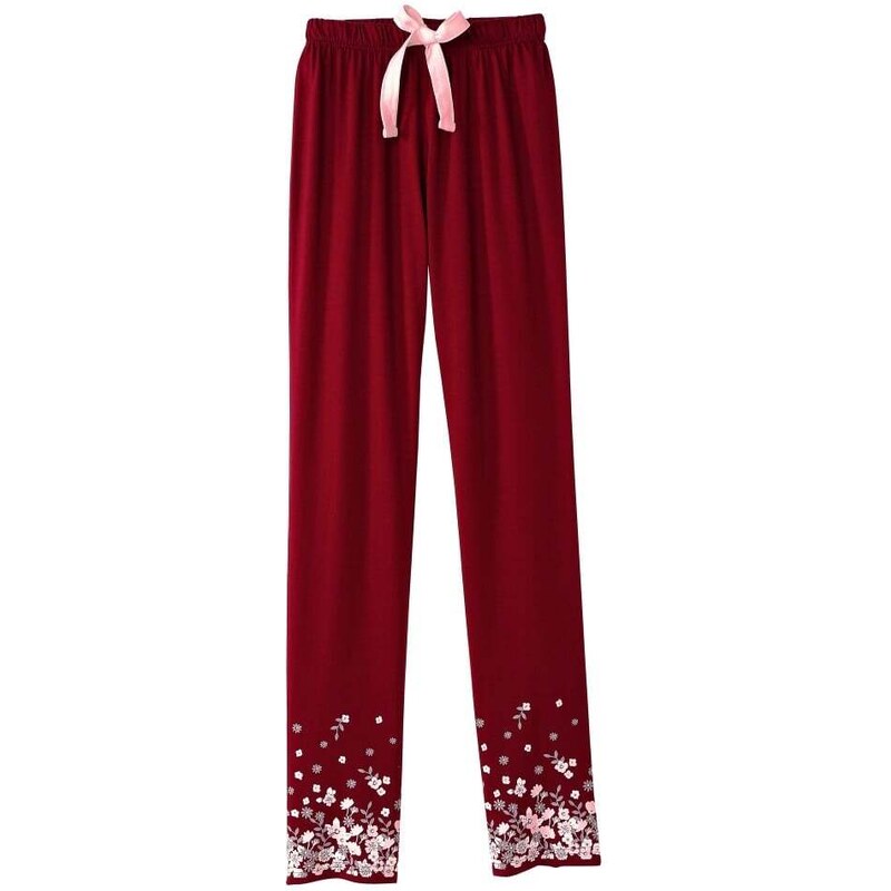 Blancheporte Dlouhé pyžamové kalhoty, s potiskem v dolní části třešňová 54