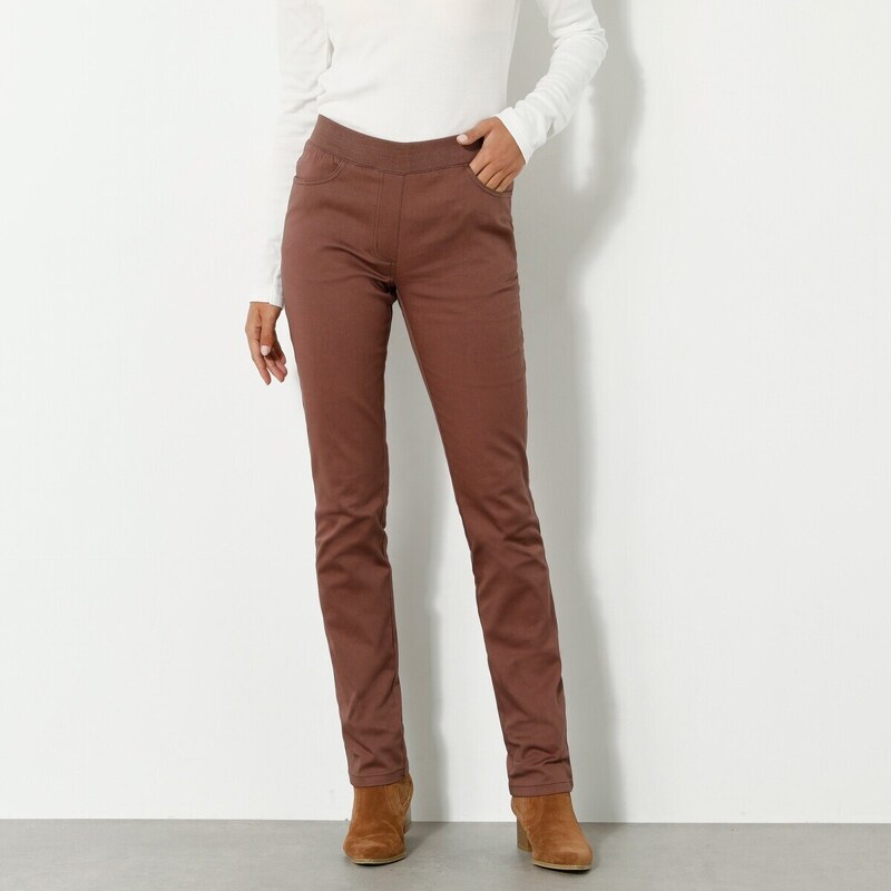Blancheporte Rovné kalhoty, plátno čokoládová 42
