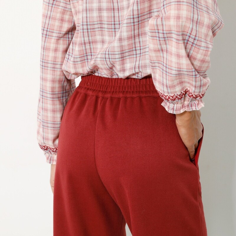 Blancheporte Široké hřejivé kalhoty ve vlněném vzhledu cihlová 40