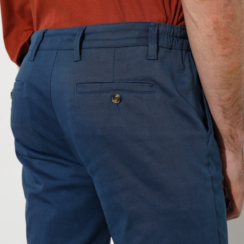 Blancheporte Chino kalhoty s pružným pasem na bocích nám. modrá 52