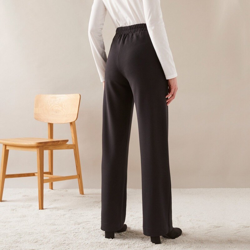 Blancheporte Rovné široké kalhoty z úpletu Milano černá 42