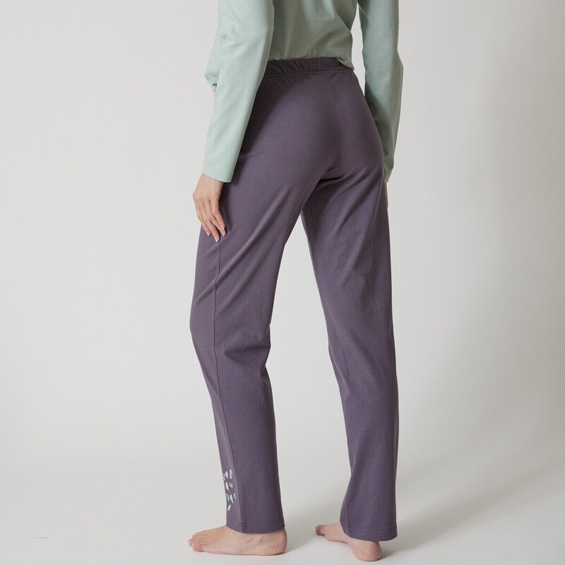 Blancheporte Pyžamové kalhoty se středovým potiskem "Beautiful" antracitová šedá 34/36