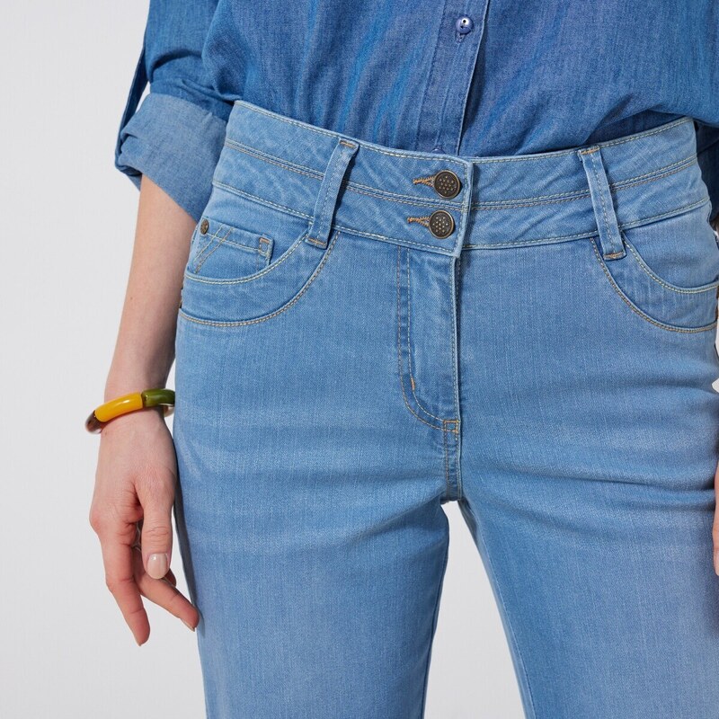 Blancheporte Rovné zkrácené džíny sepraná modrá 36