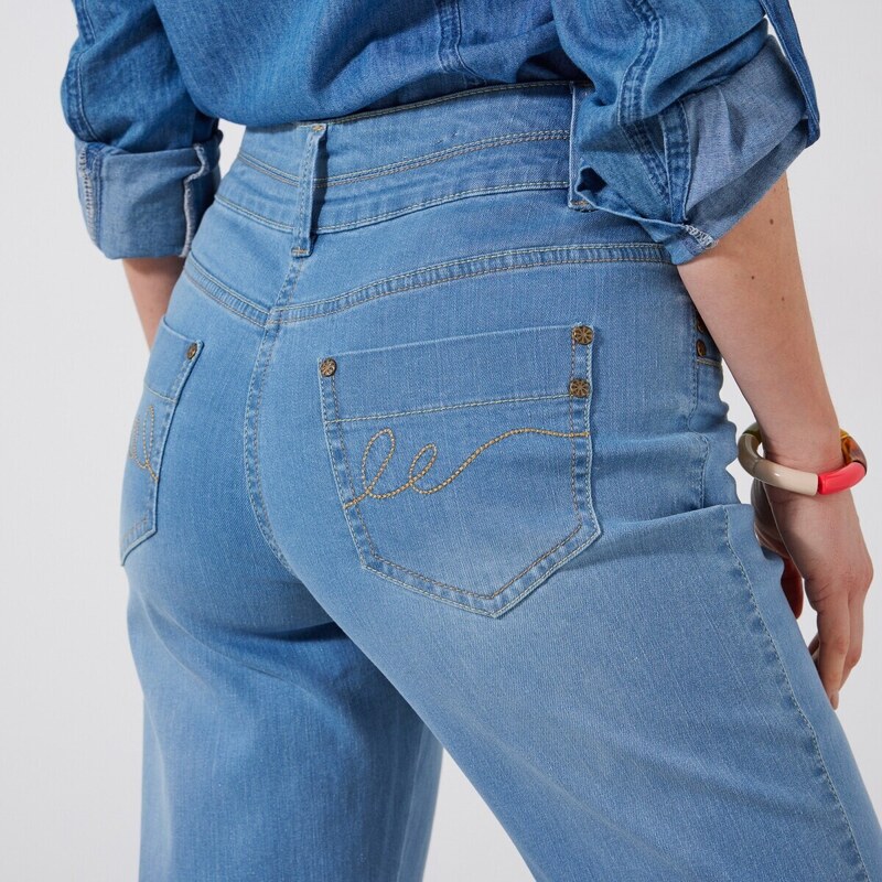 Blancheporte Rovné zkrácené džíny sepraná modrá 36