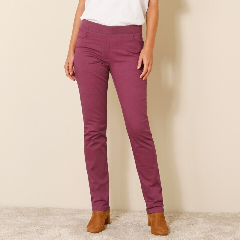 Blancheporte Rovné kalhoty, plátno purpurová 46
