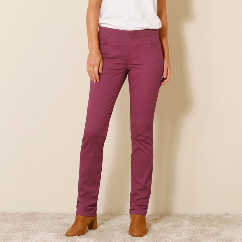 Blancheporte Rovné kalhoty, plátno purpurová 46