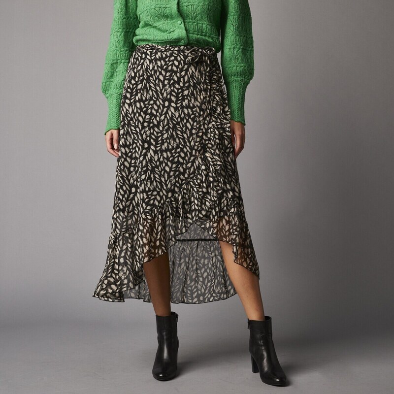 Blancheporte Dlouhá pouzdrová sukně s minimalistickým vzorem černá/režná 36