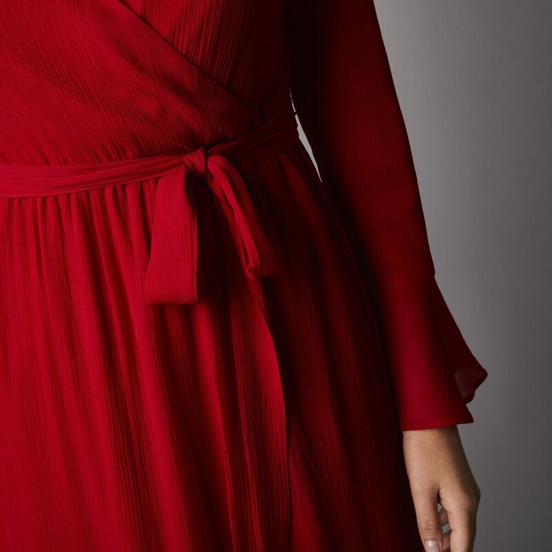 Blancheporte Dlouhé šaty s volány červená 52