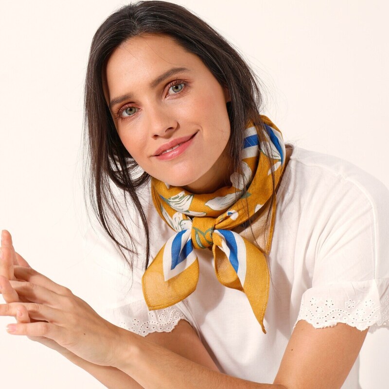 Blancheporte Čtvercový šátek z bio bavlny žlutá