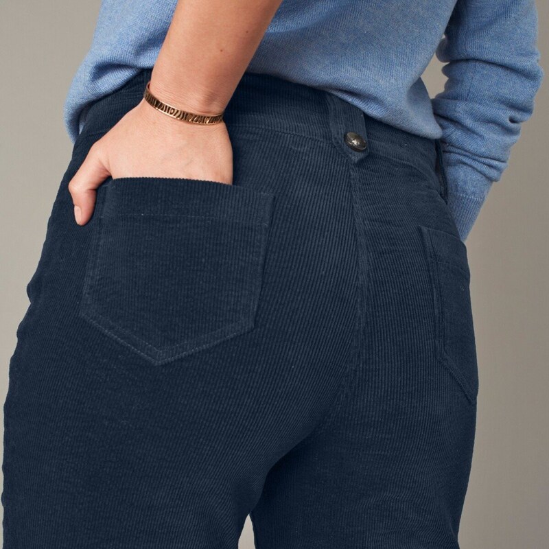 Blancheporte Rovné manšestrové kalhoty námořnická modrá 52