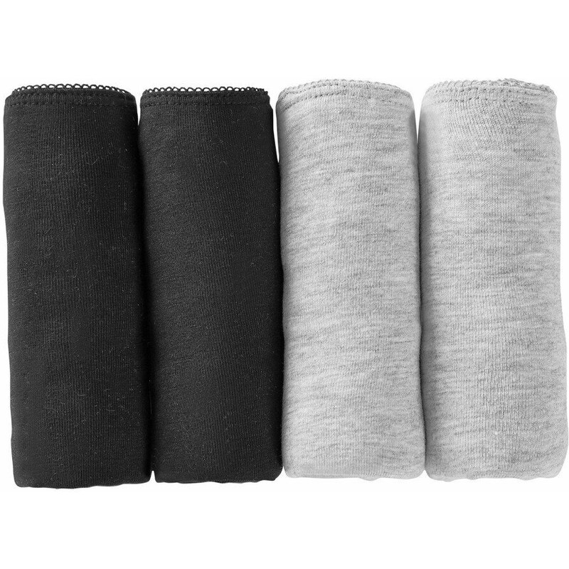Blancheporte Sada 4 kalhotek maxi ze strečové bavlny šedý melír+černá 34/36