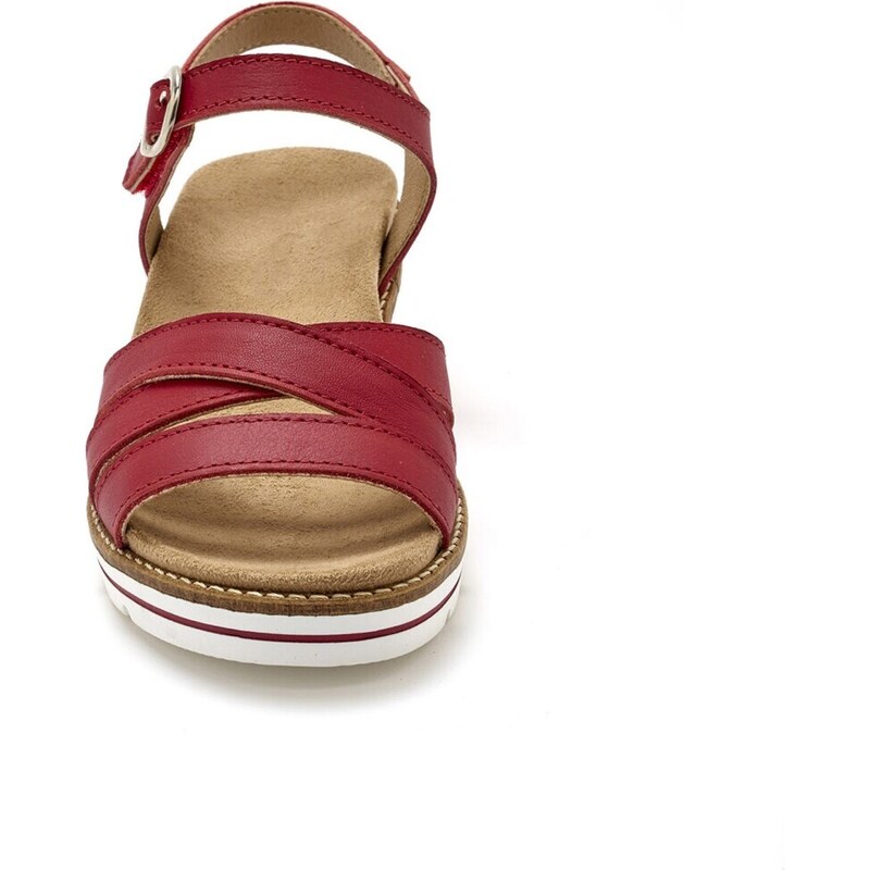 Blancheporte PEDICONFORT Kožené sandály s překříženými pásky červená 37