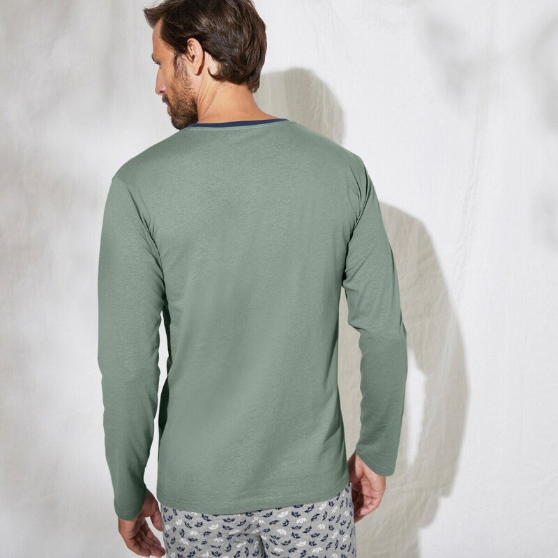 Blancheporte Pyžamové tričko s potiskem a dlouhými rukávy zelená 77/86 (S)