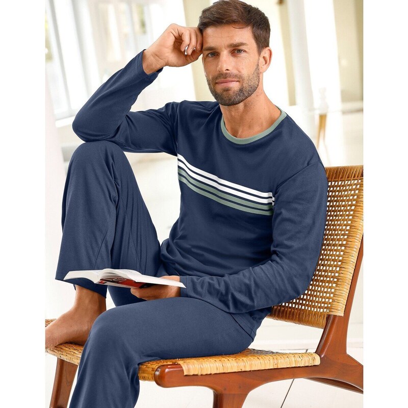 Blancheporte Pyžamové tričko s dlouhými rukávy a proužky námořnická modrá 77/86 (S)