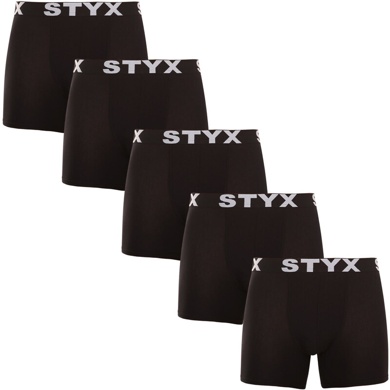 5PACK pánské boxerky Styx long sportovní guma černé (5U960)