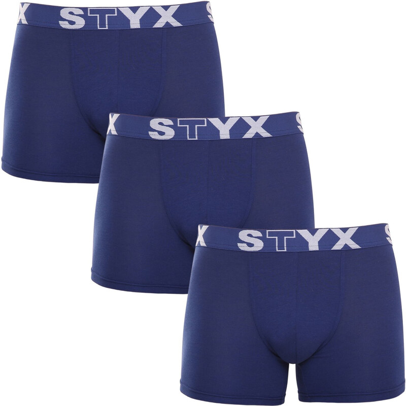 3PACK pánské boxerky Styx long sportovní guma tmavě modré (3U968)