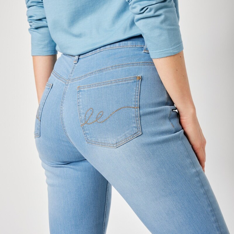Blancheporte Strečové rovné džíny sepraná modrá 36