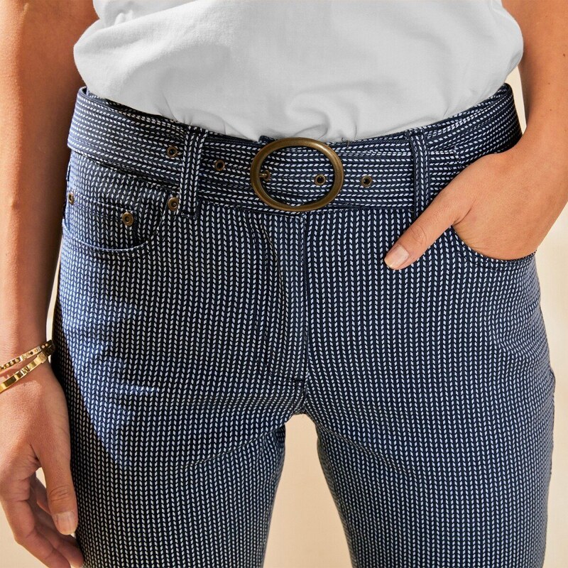 Blancheporte Rovné kalhoty ve zkráceném střihu námořnická modrá 38