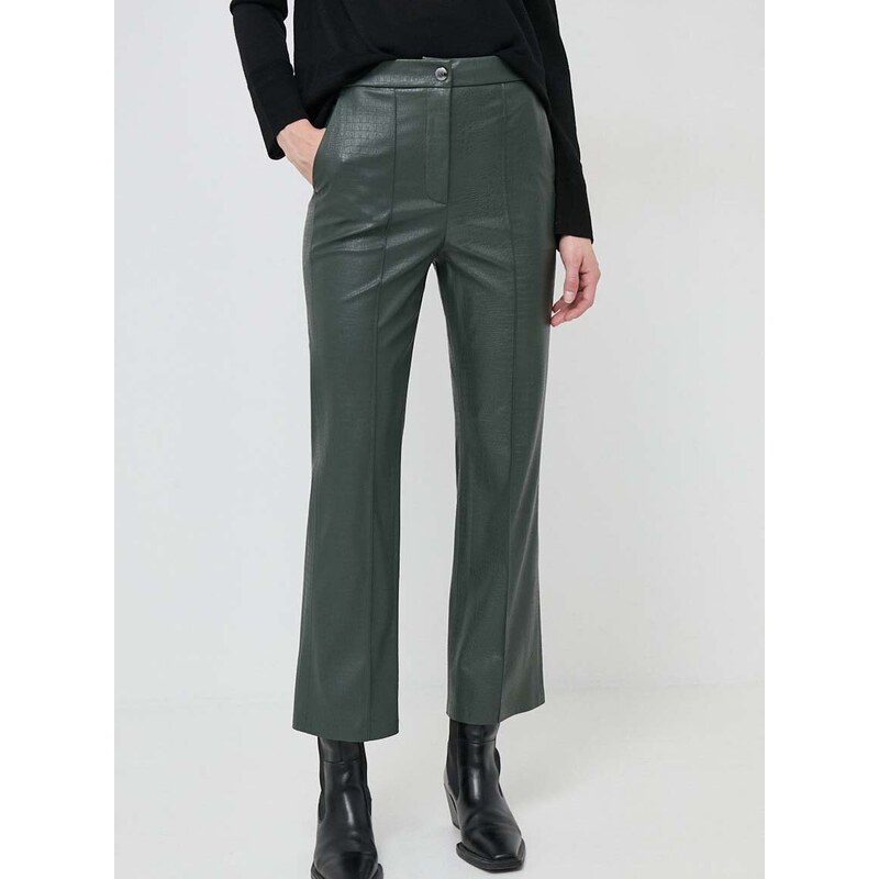 Kalhoty Max Mara Leisure dámské, zelená barva, přiléhavé, high waist